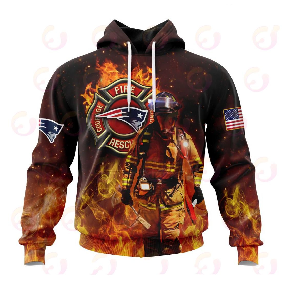 NEW ENGLAND PATRIOTS HONOR FIREFIGHTERS – FIRST RESPONDERS 3D HOODIE