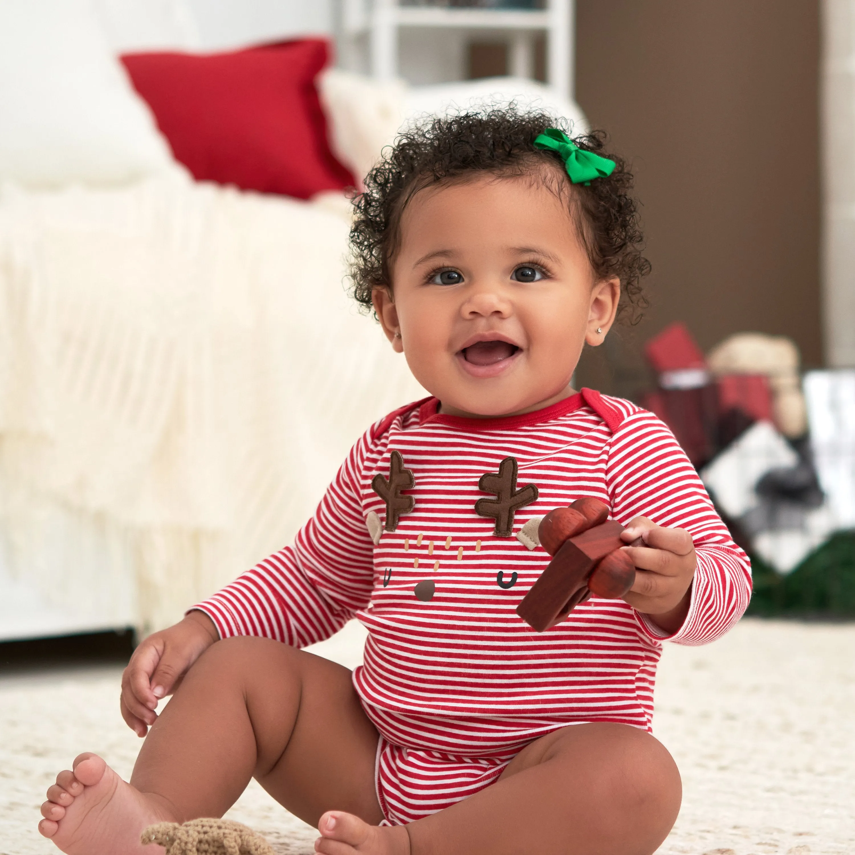 Baby Neutral Reindeer Long Sleeve Onesies Bodysuit