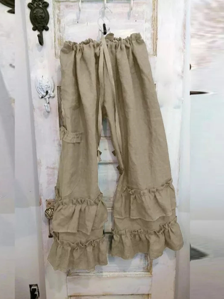 Cotton Loose Ruffle Lounge Pants