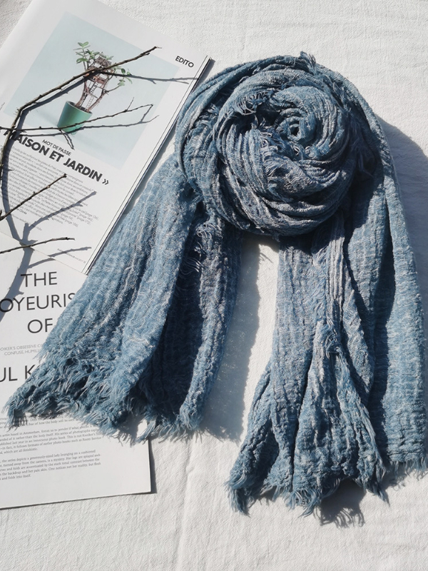 Vintage Faded Fray Hem Scarf