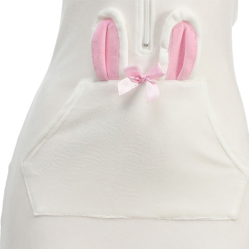 Cartoon Bunny Ears Zipper Backless Lingerie Dress