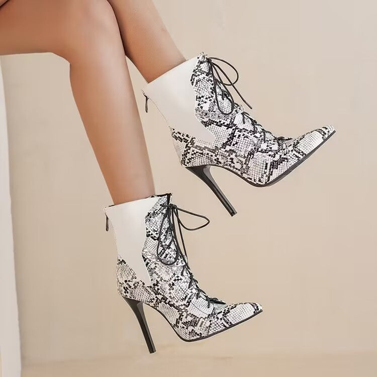 Stylish Women's Stiletto Ankle Boots Pointed Toe and Chain