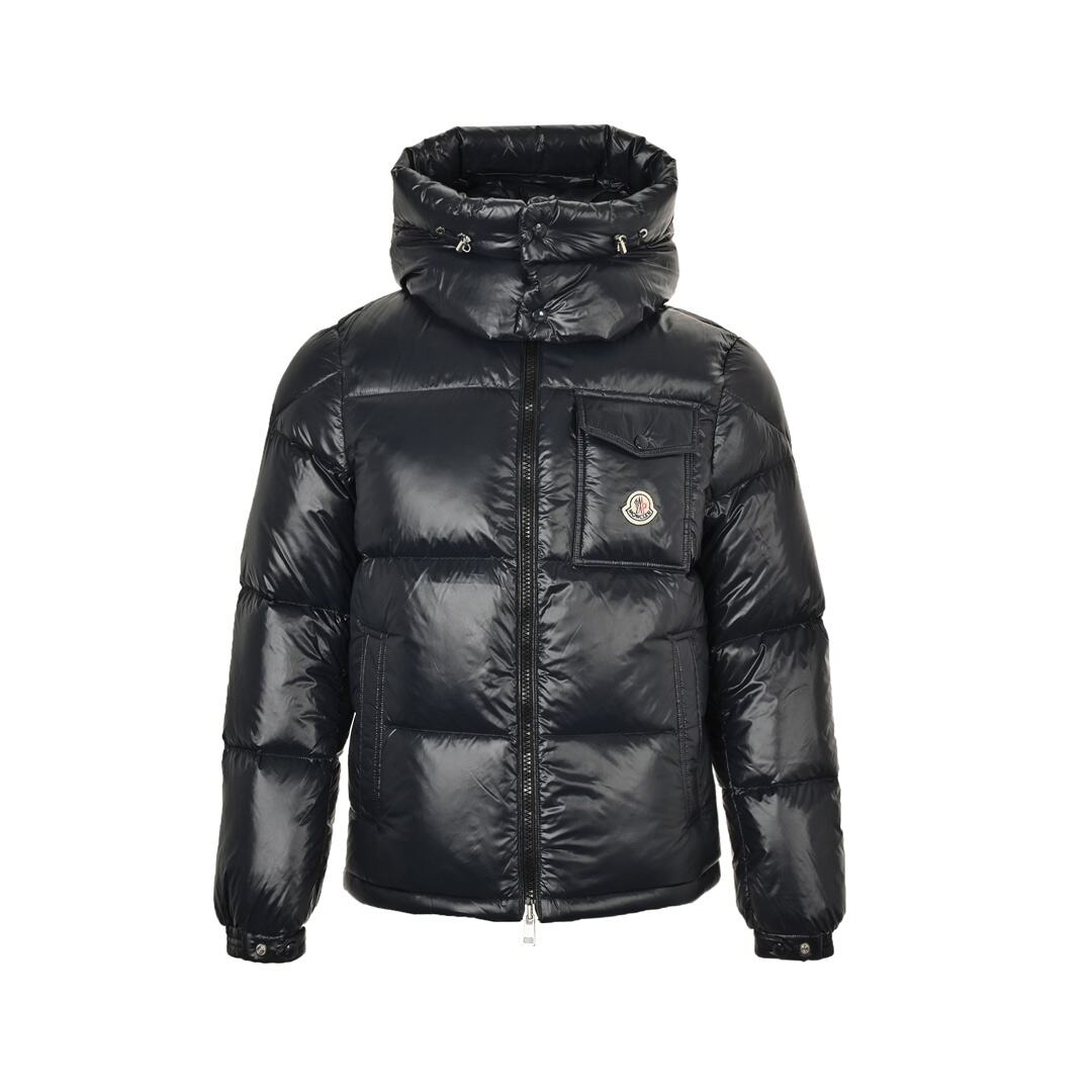 Moncler Montbeliard placket color stripe hooded down jacket