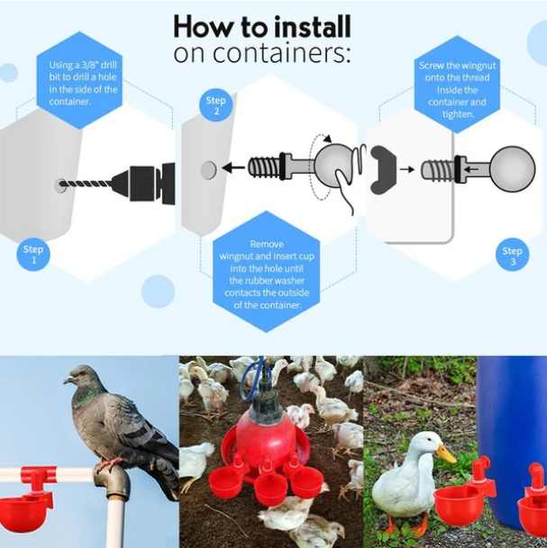 (🔥Early Christmas Sale- SAVE 48% OFF)  6PCS/SET Automatic Chicken Water Cup Waterer Kit-BUY 2 GET 1 FREE