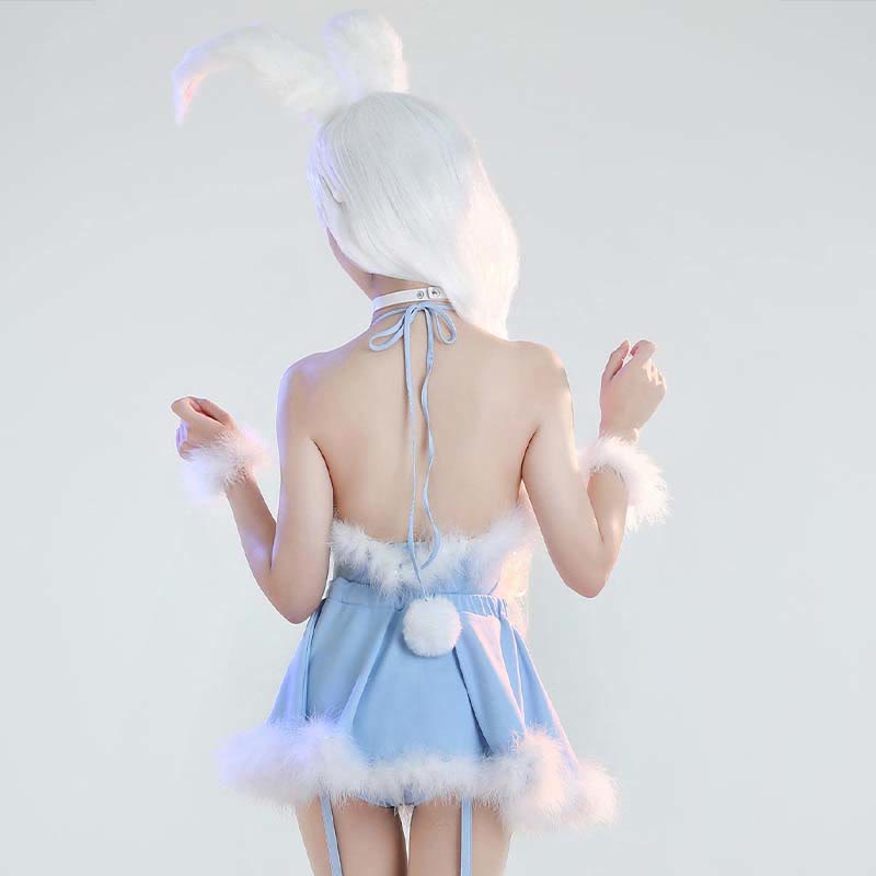 Cosplay Rabbit Heart Hollow Jumpsuit Short Skirt Lingerie