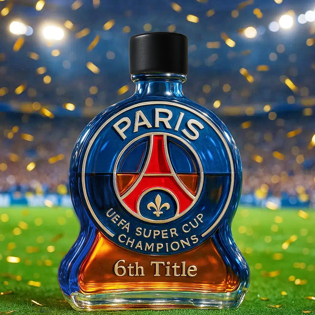 🏆 Celebrate in Style — Paris 6th Title Whiskey Bottle