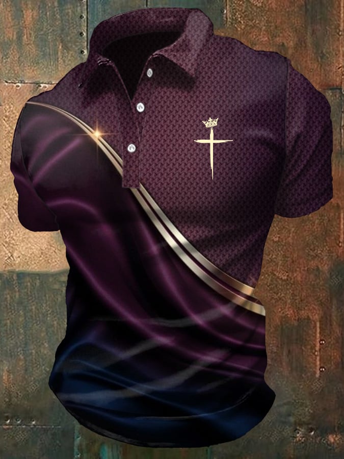 Men's Casual Christian Print Polo Shirt