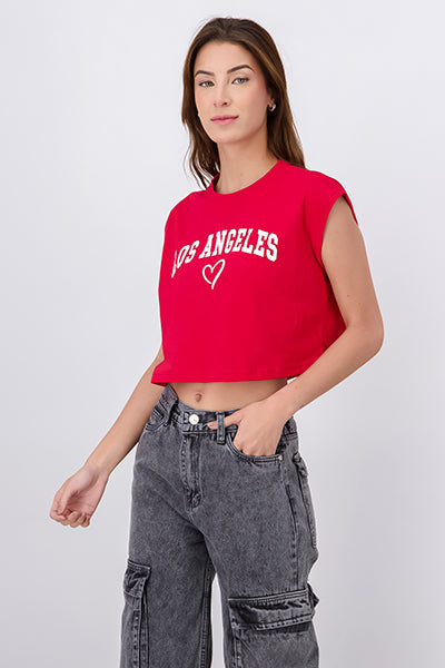 Los Angeles Heart Print Crop Top