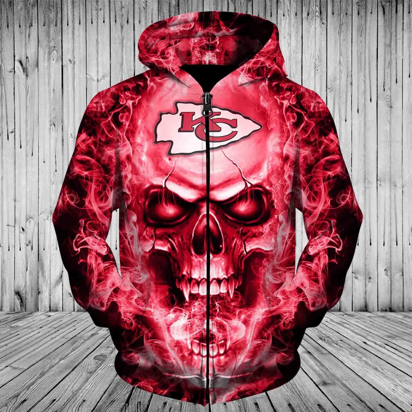 CHIEFS HOODIE 3D SKULL 81