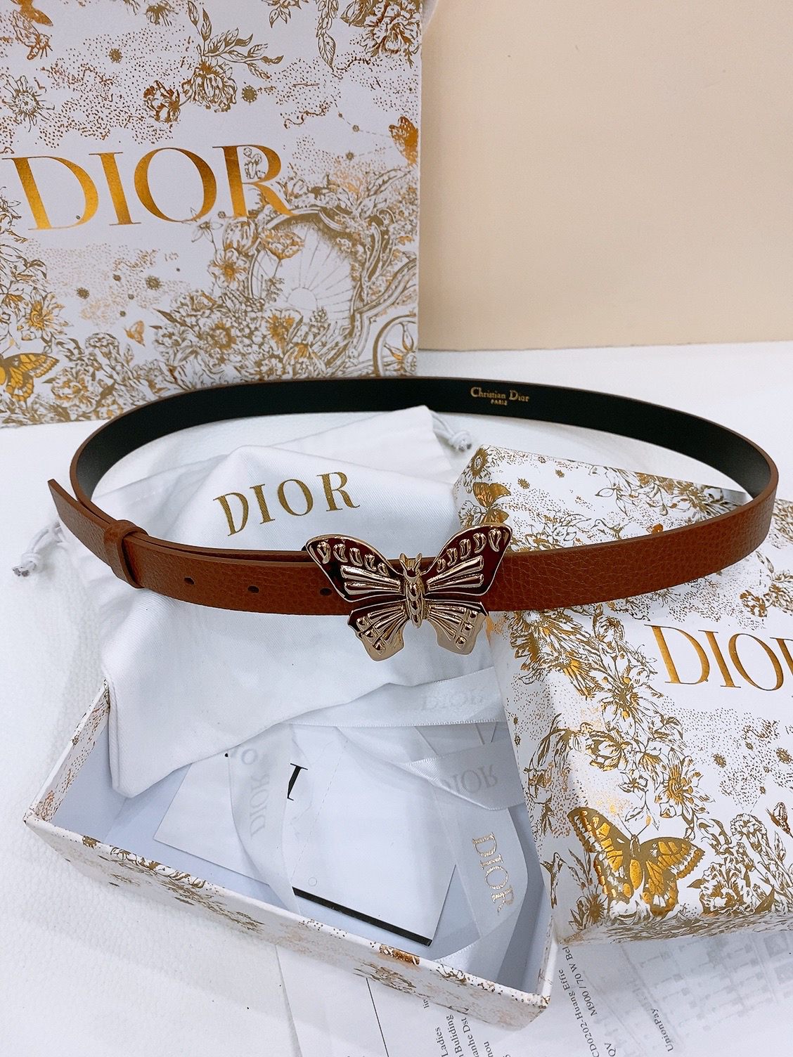 Dior Saddle Belt Cowhide Leather Belt 2.0CM Width