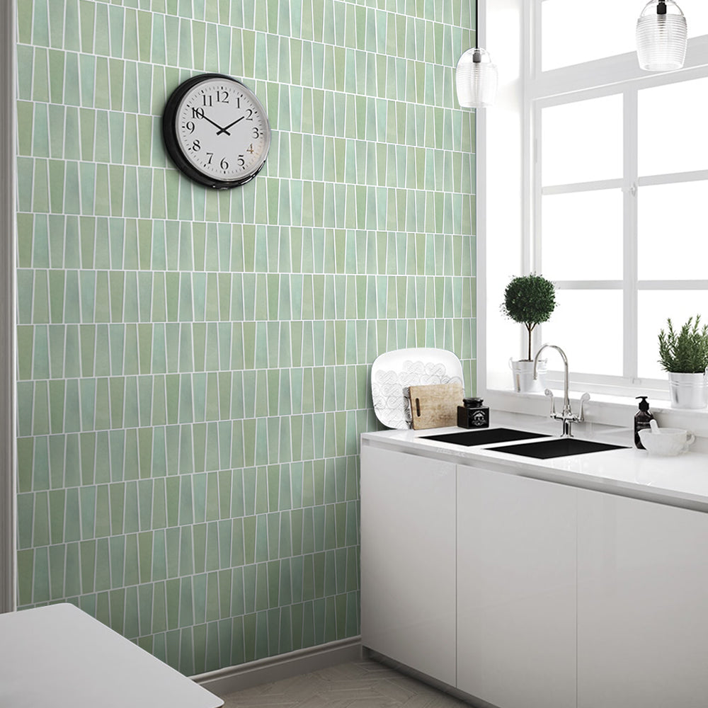3D Trapezoid Light Green Peel and Stick Wall Tile