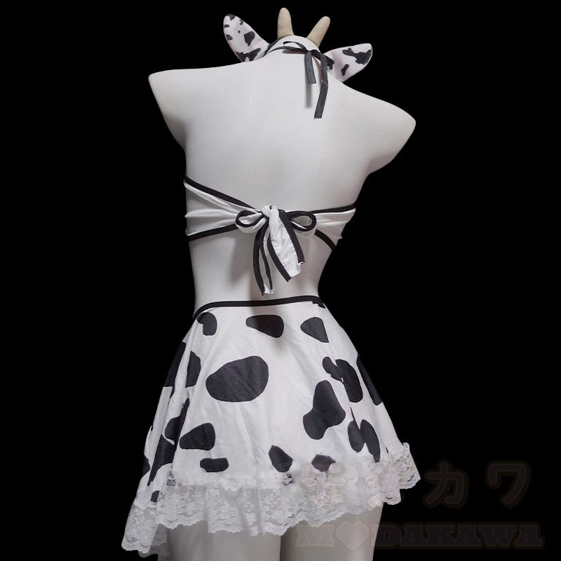 Cow Bow Lace Lingerie Set