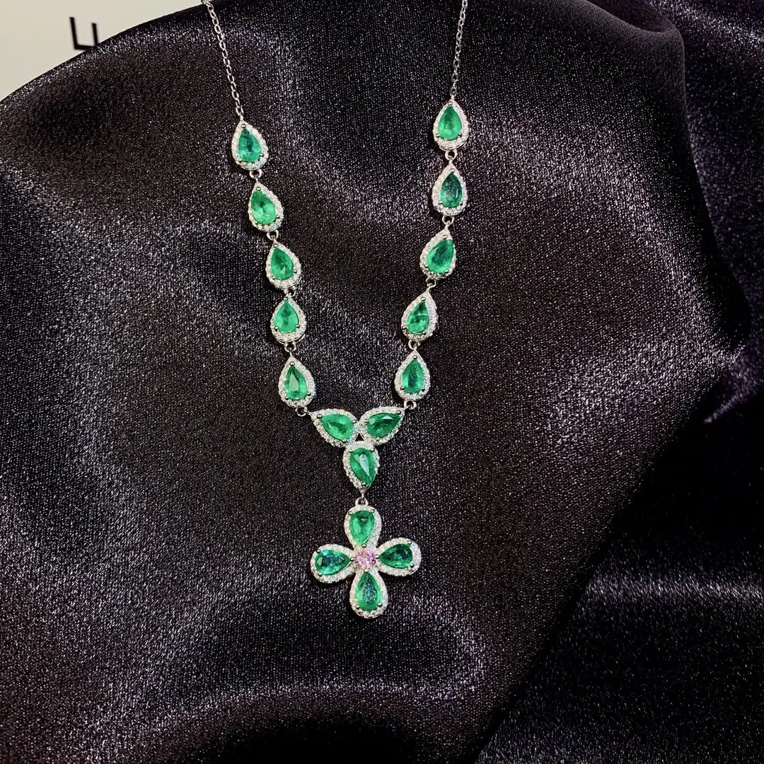 Emerald Tanzanite Silver 925 Jewelry Women's Gem Pendant 925 Sterling Silver Women's Luxury Necklace Free Christmas shipping