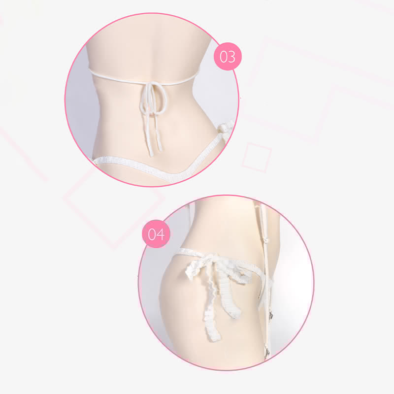 Hollow Out Backless Sweater Lingerie Set