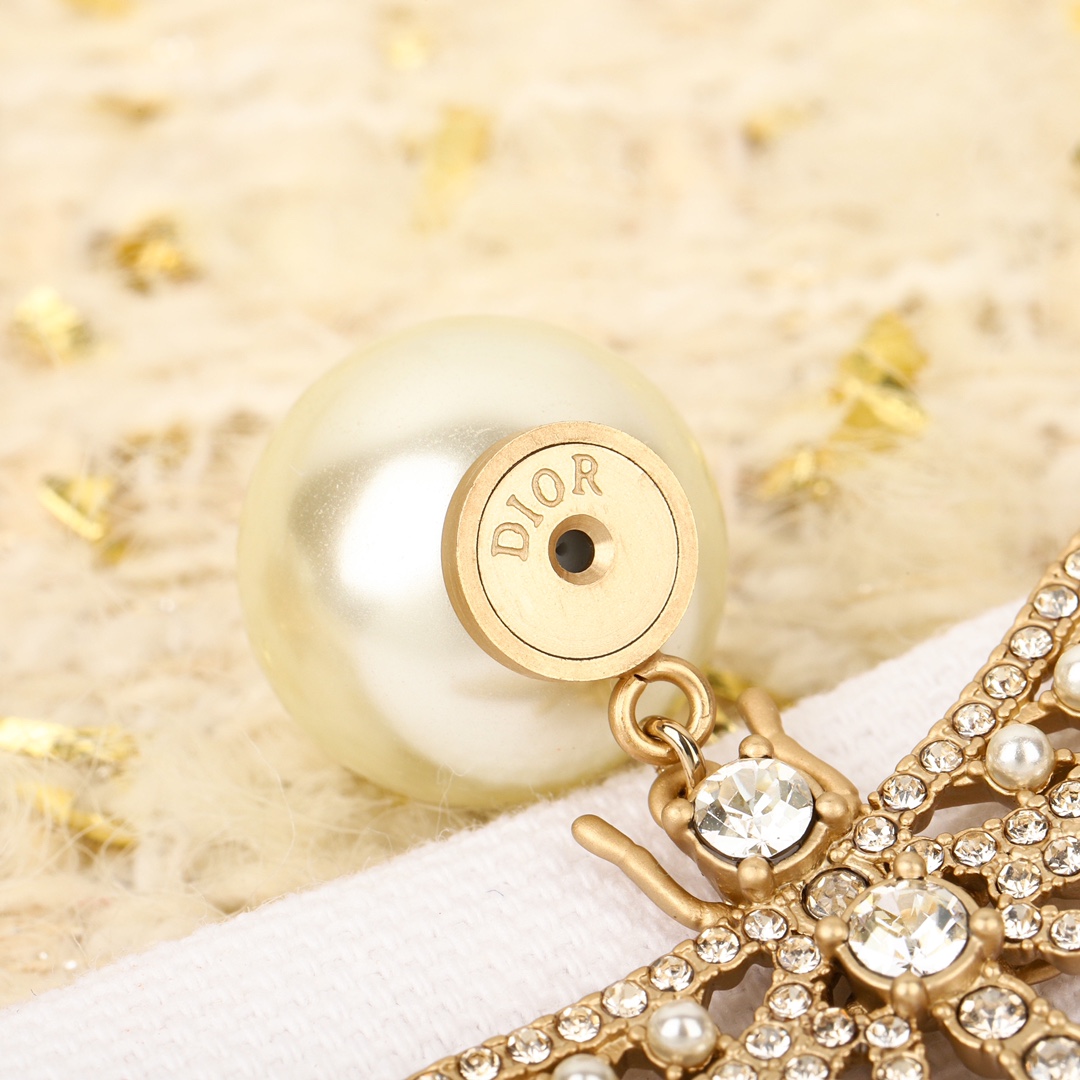 Dior Dragonfly Pearl Earrings