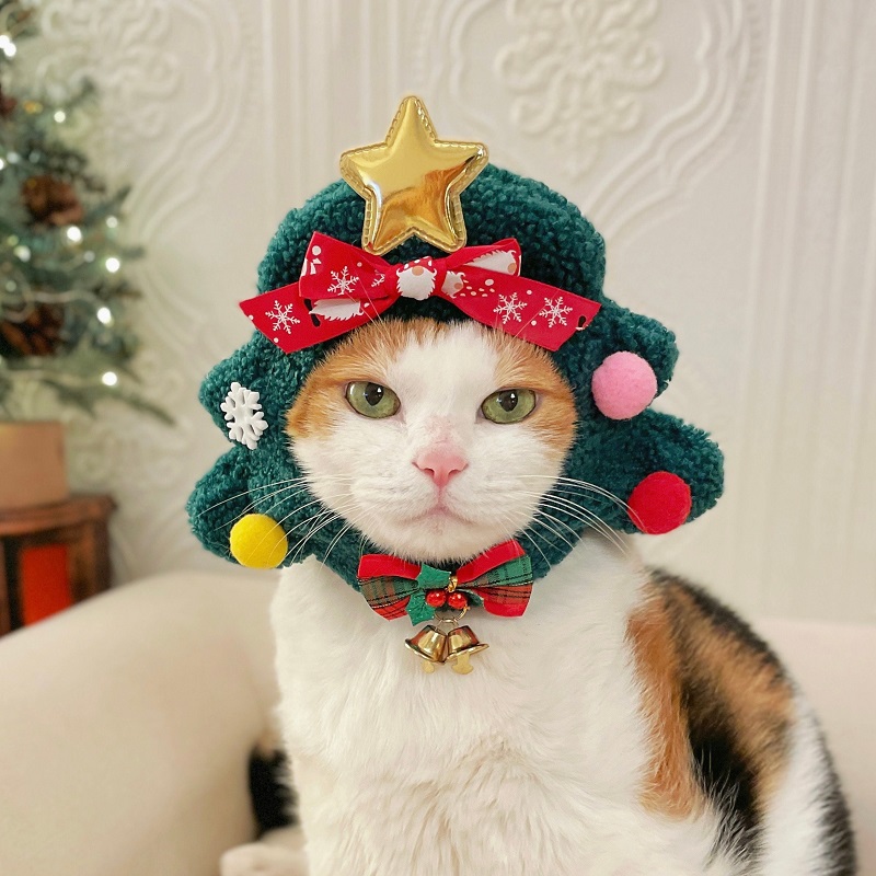 Handmade fleece Christmas Tree Costume Hat for Cat Dog