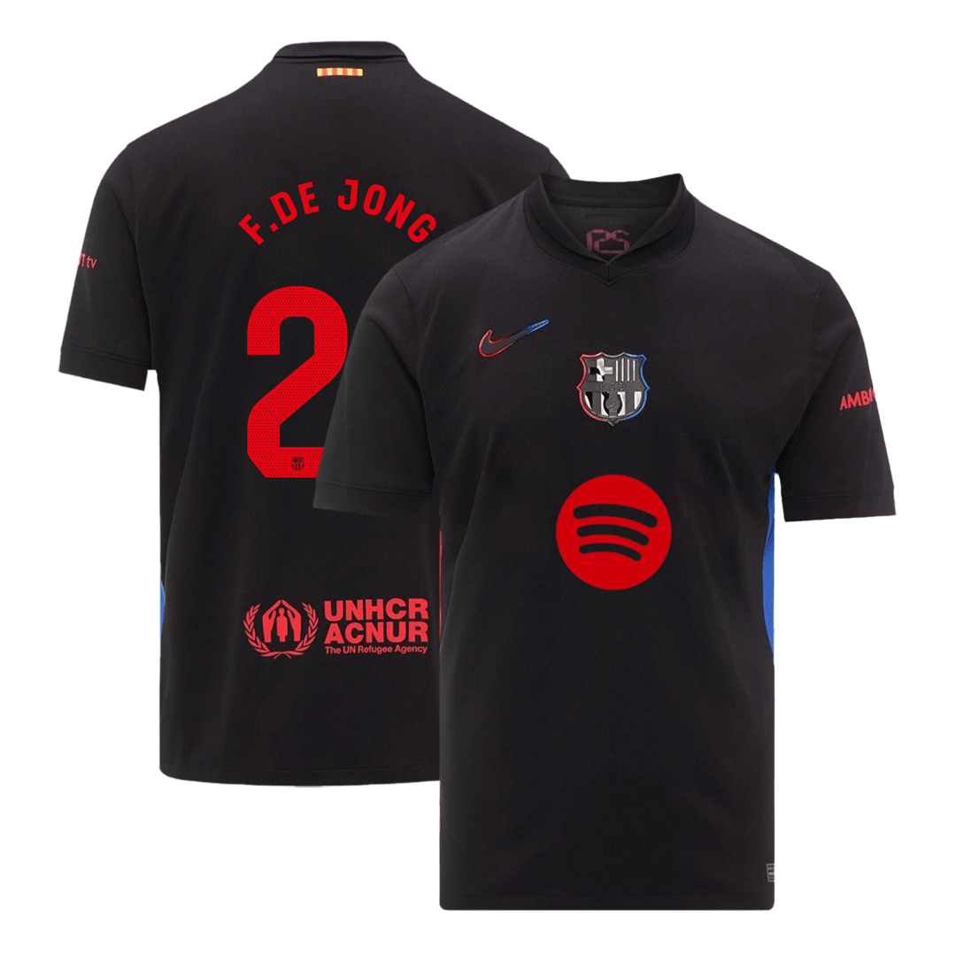F.DE JONG #21 Barcelona Soccer Jersey Away Custom Shirt 2024/25 Spotify Logo without text