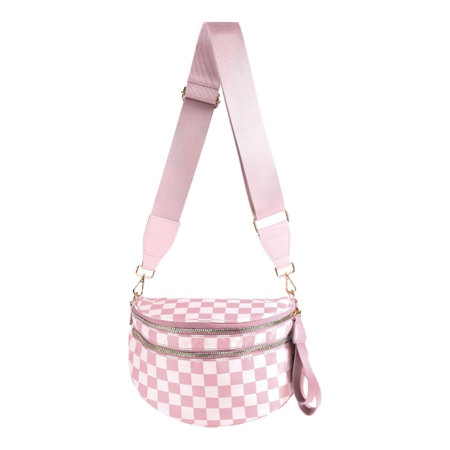 💥ON SALE💥Black and White Checkered Crossbody Nylon Bum Bag Plus Size Friendly Fanny Pack