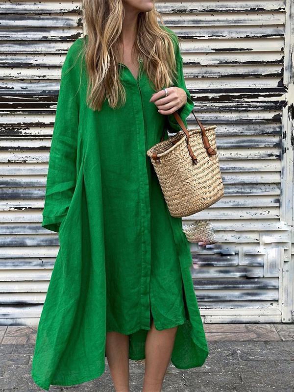 Women's Fashion Loose Cotton and Linen Dress