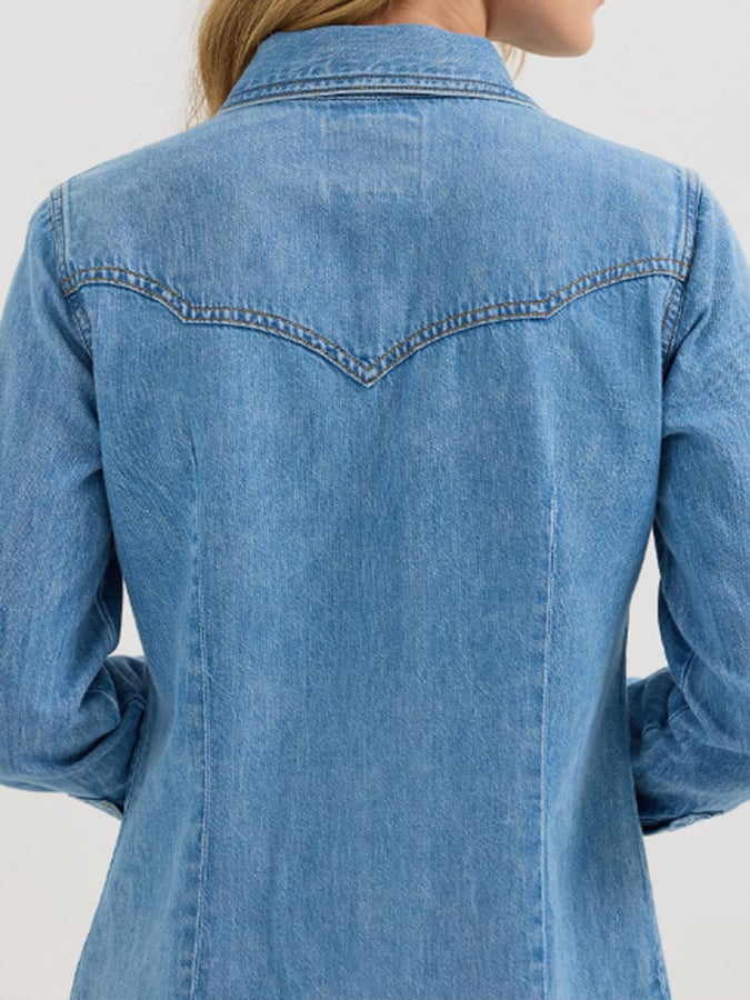 Women's Vintage Western Art Print Casual Linen Shirt