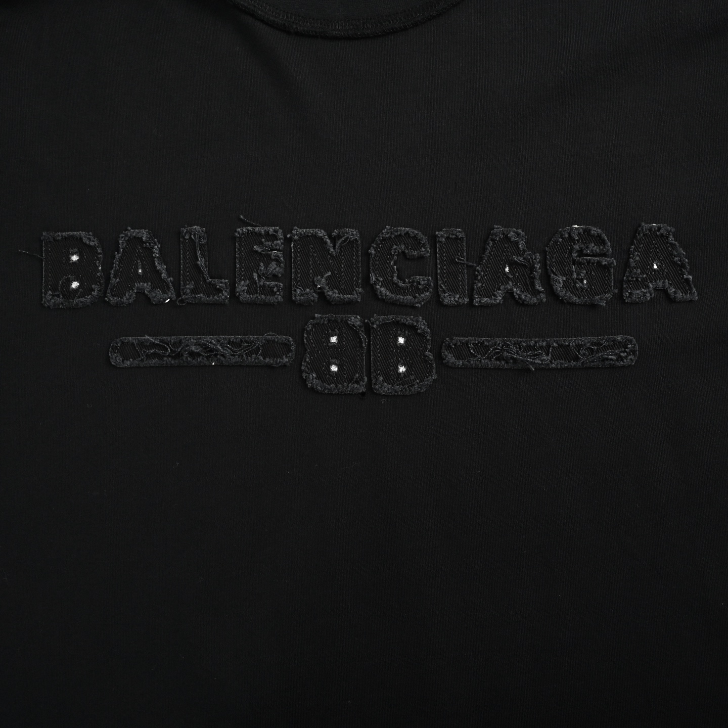 Balenciaga 25ss patch letter reverse stitching hole short sleeve