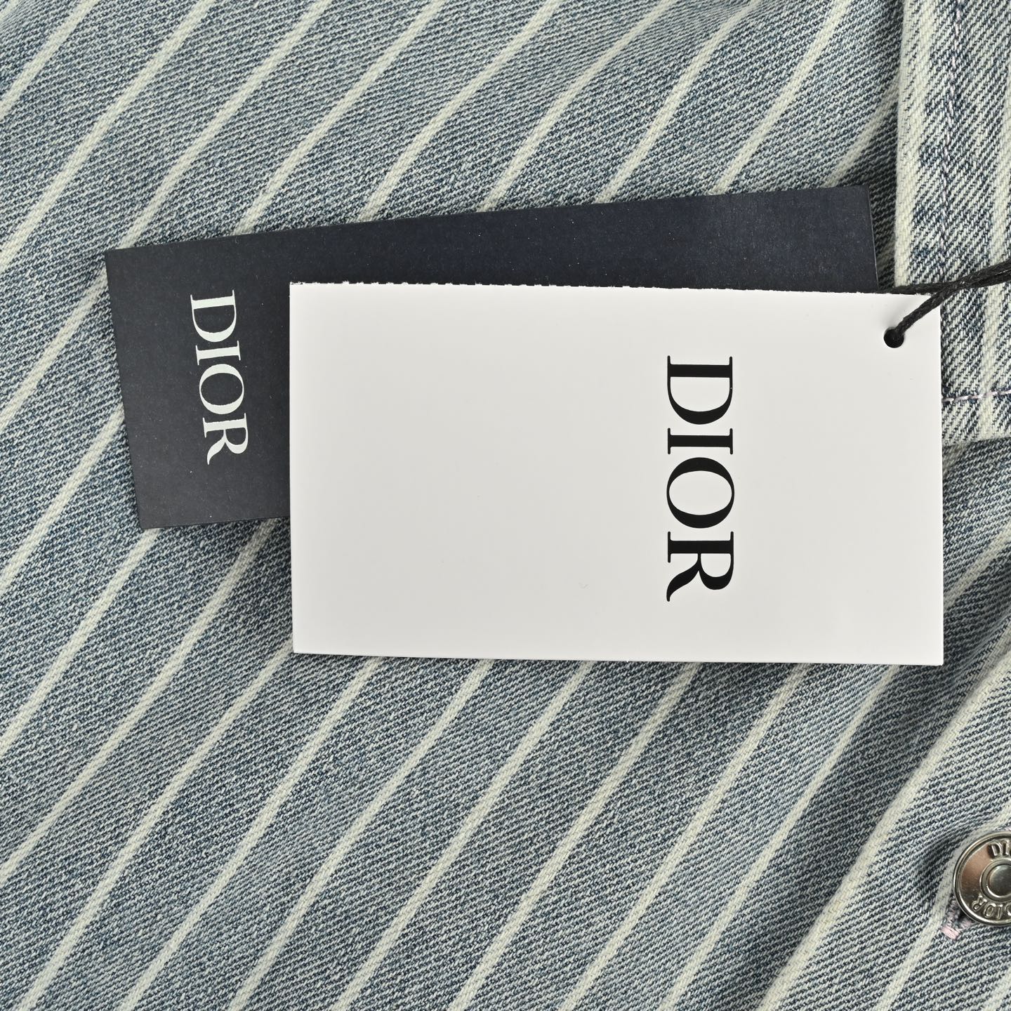 Dior 25ss embroidered lettering striped washed denim short-sleeved shirt