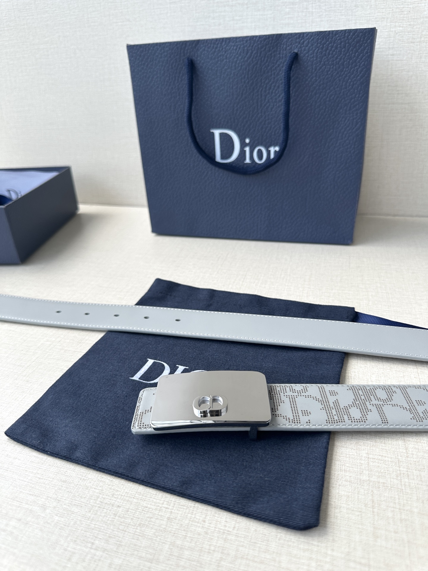 Dior square buckle leather belt 3.5CM wide