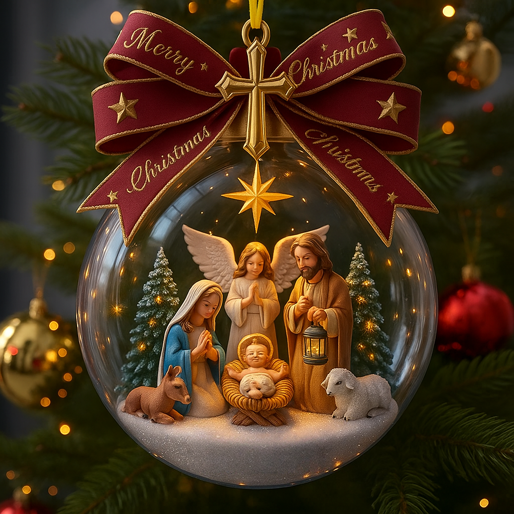 Nativity Themed Christmas Ornament – A Holy Christmas Blessing