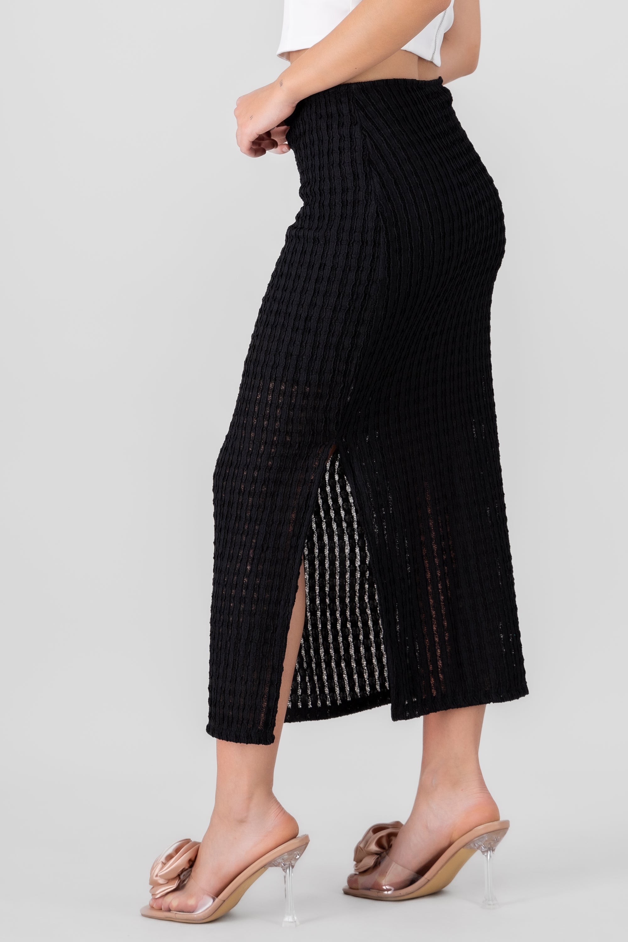 Textured Detail Maxi Skirt