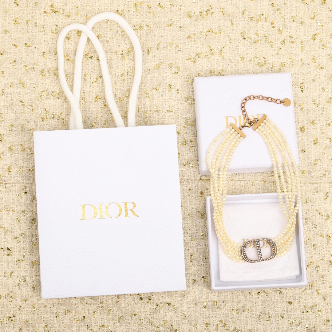 Dior 5-layer chain pearl necklace