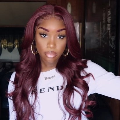 Special OFF | Beautiful BURGUNDYWINE color body wave wig