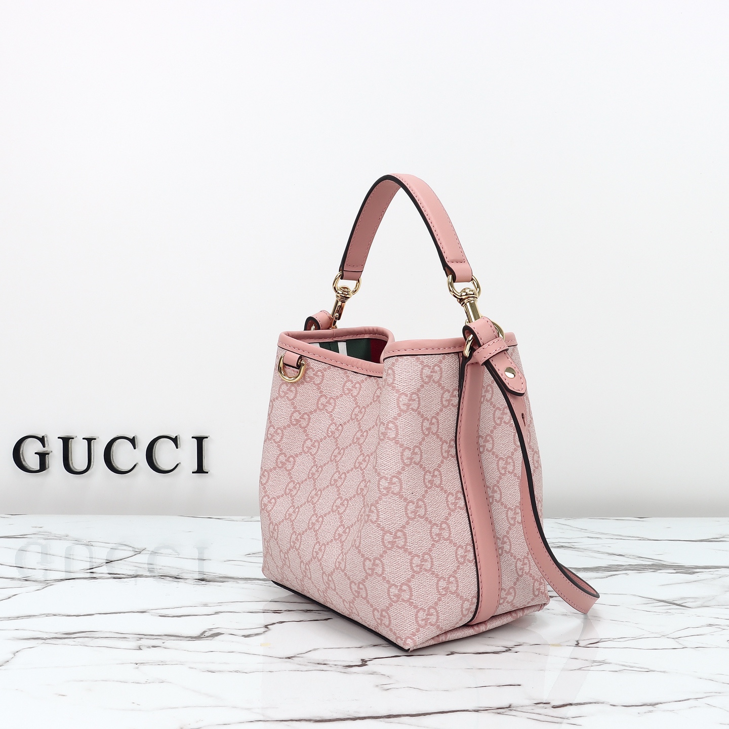 Gucci GG Emblem small bucket bag ‎815118 FAD6L 8459