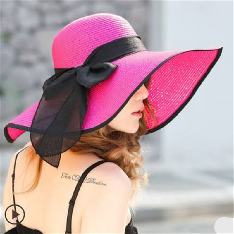 Summer Large wide Brim Straw Hat Adult Big Brim Straw Hat Sun hat sand