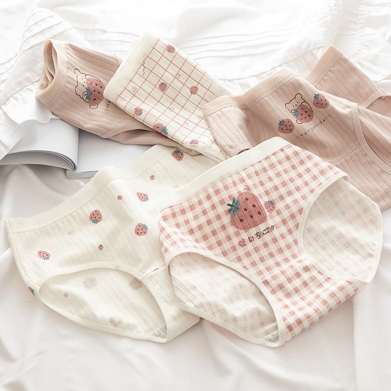 5 Pack Bear Strawberries Print Panty Set