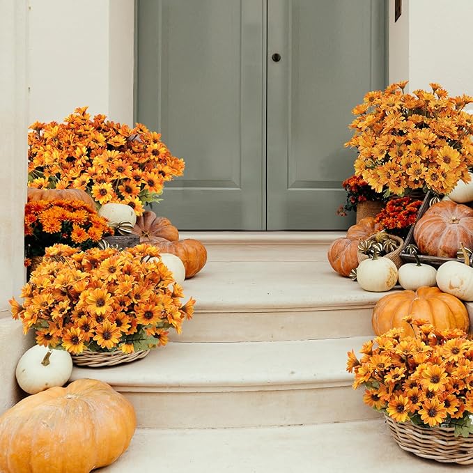 ⚡Flash Sale⚡ Artificial  FAUX MUMS for Fall  Decoration，Waterproof, UV-resistant