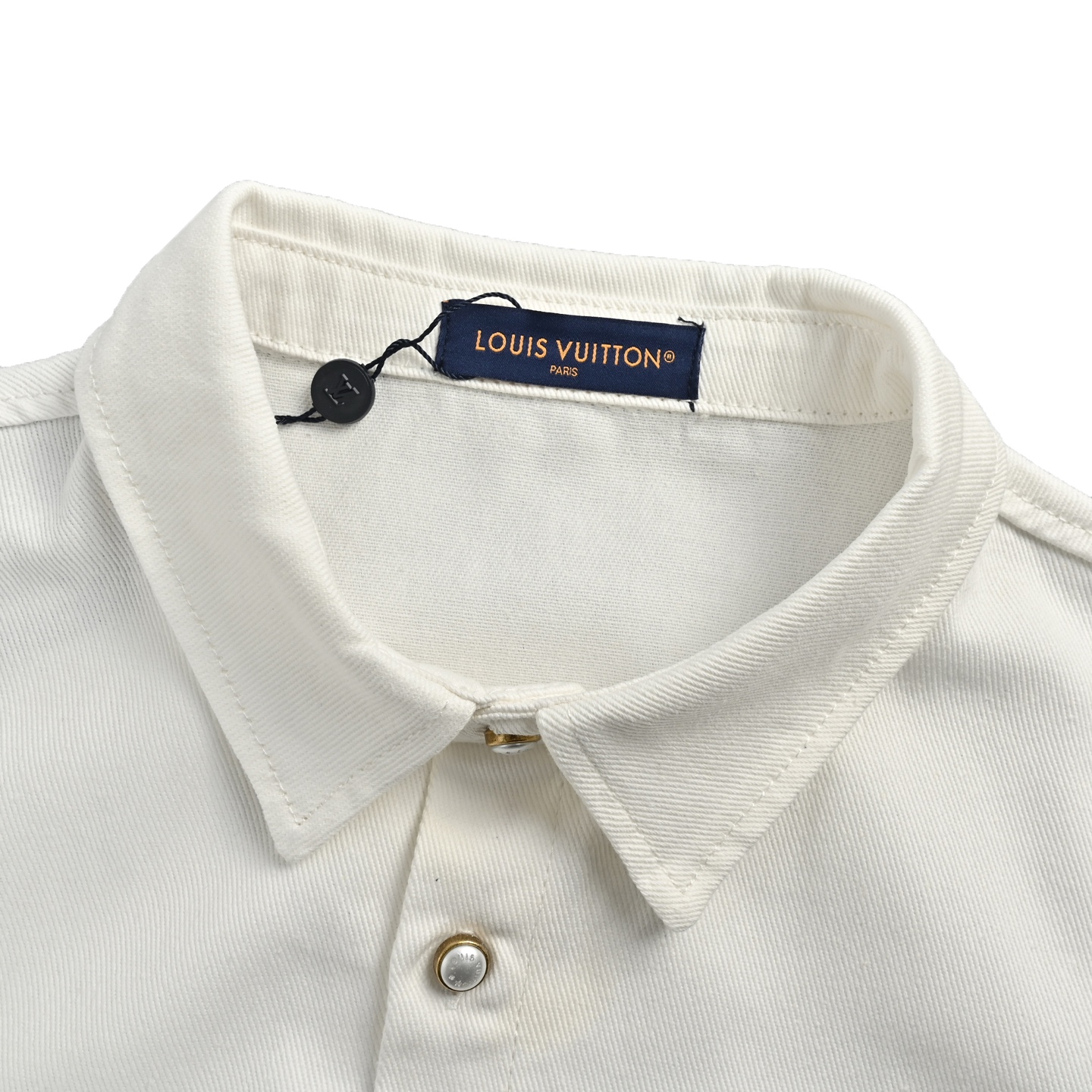 Louis Vuitton 25ss leather label pocket denim short sleeve shirt