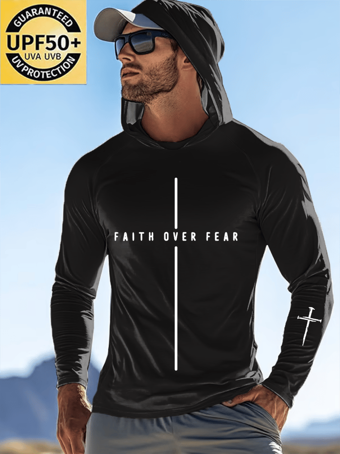 🔥Hot Sale Picks 🔥Men's Faith Outdoor Sun Protection Breathable Cool Hooded Sun Protection Long Sleeve Top