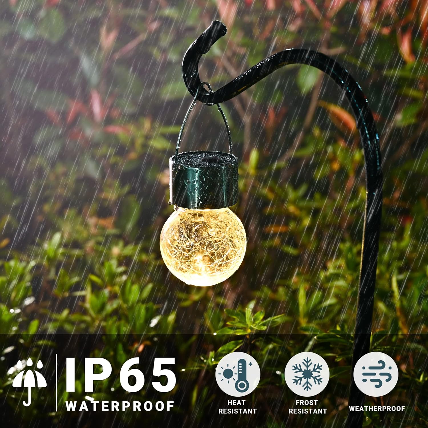 🎄Early Christmas New Sale🎄Multi-Color Changing Cracked Glass Hanging Ball Waterproof Solar Outdoor Lights
