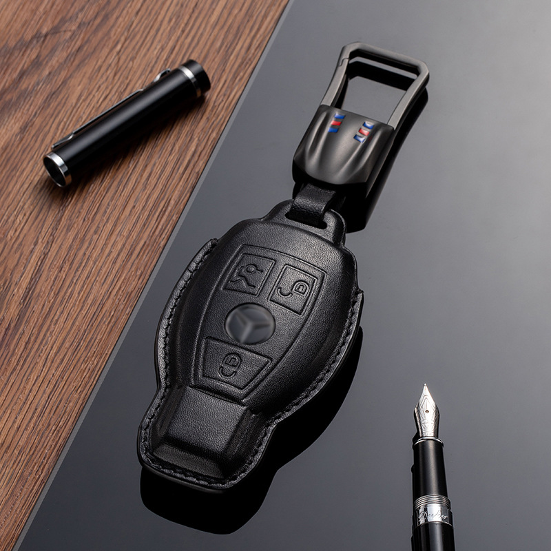 Buttons Genuine Leather Car Key
