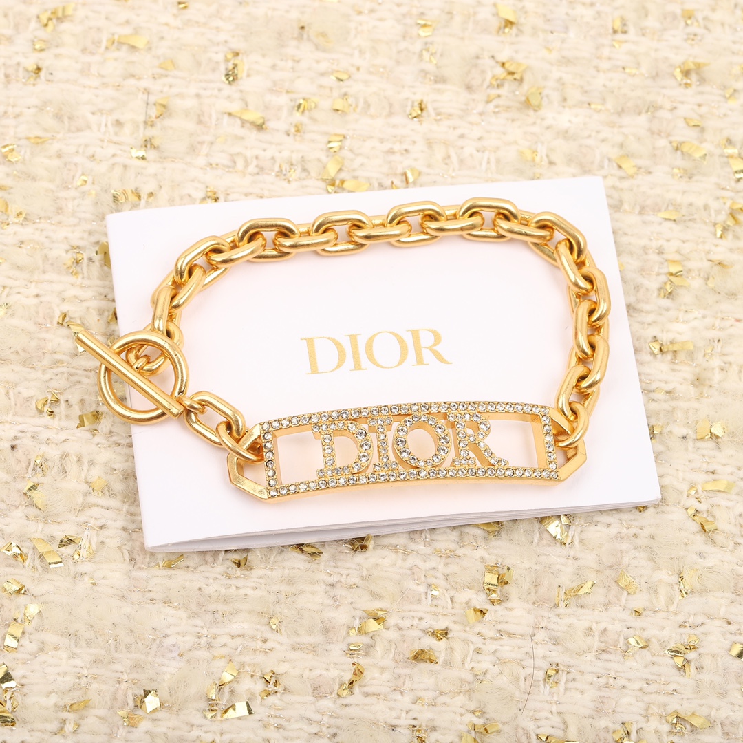 Dior hollow letter thick bracelet