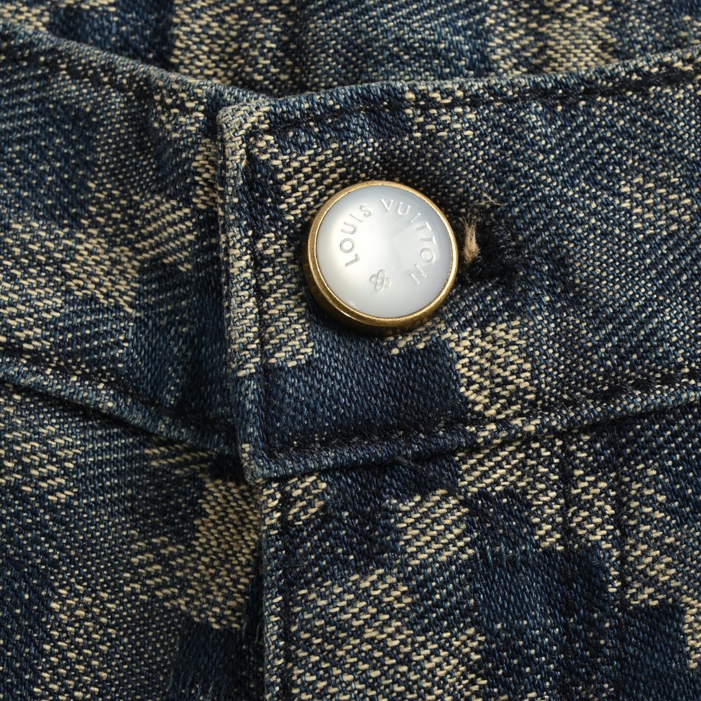 Louis Vuitton 25ss snake-print mosaic denim shorts