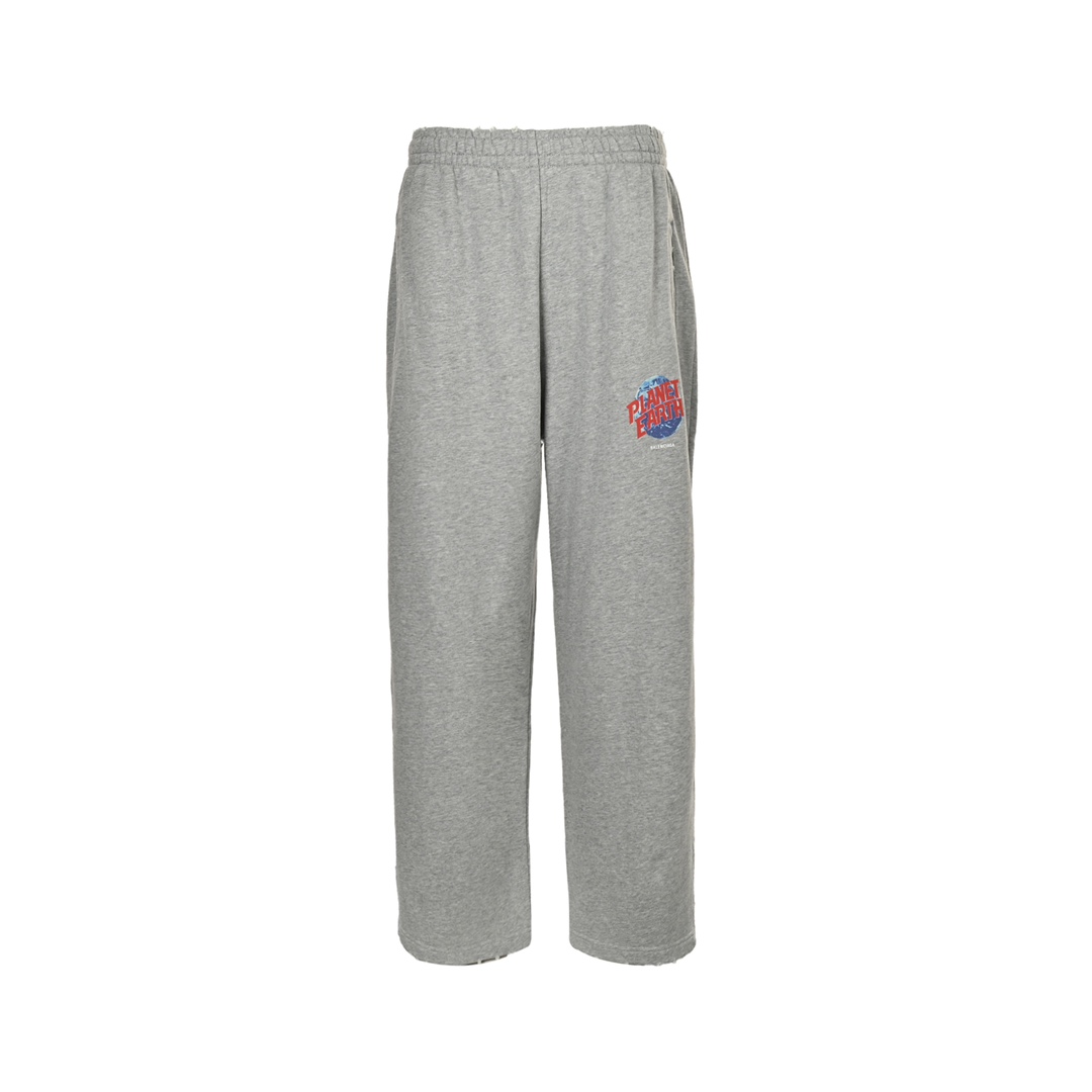 Balenciaga catwalk globe print washed distressed trousers