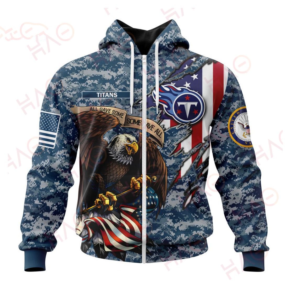 TENNESSEE TITANS 3D HOODIE US NAVY VETERANS