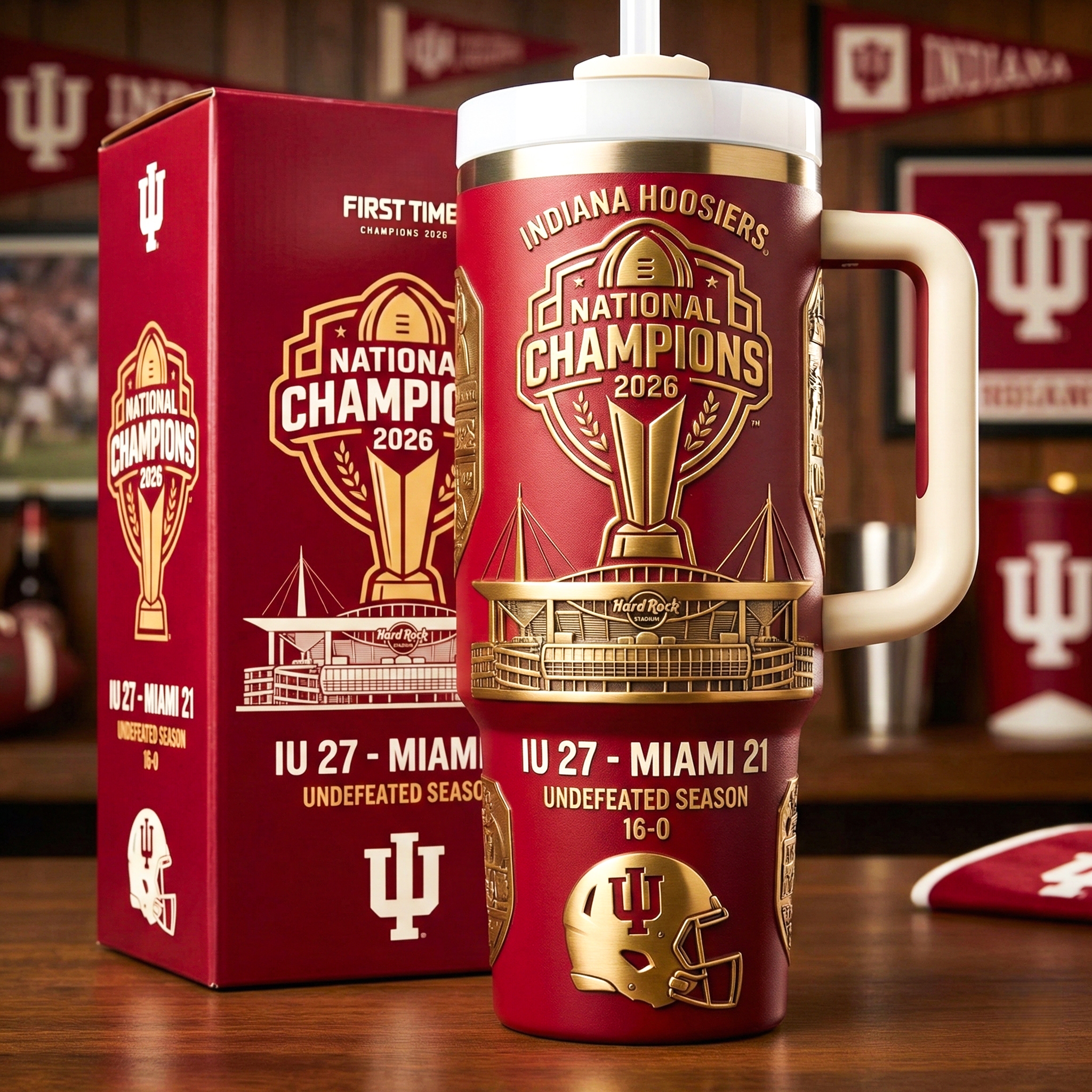 Indiana Hoosiers National Champions 2026 Commemorative Tumbler