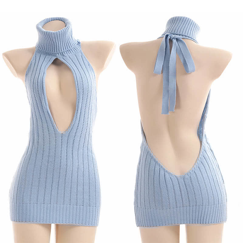 Hollow Out Front Backless Virgin Killer Cosplay Sweater