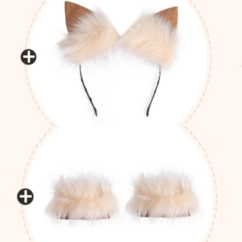 Sexy Vintage Plush Kitty Backless Lingerie Set