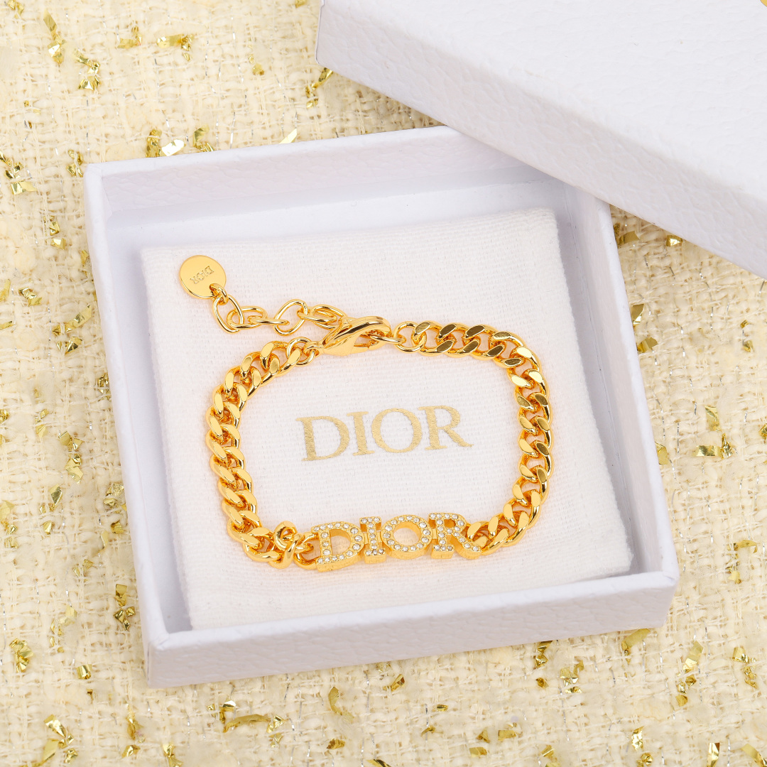 Dior chain letter gold bracelet