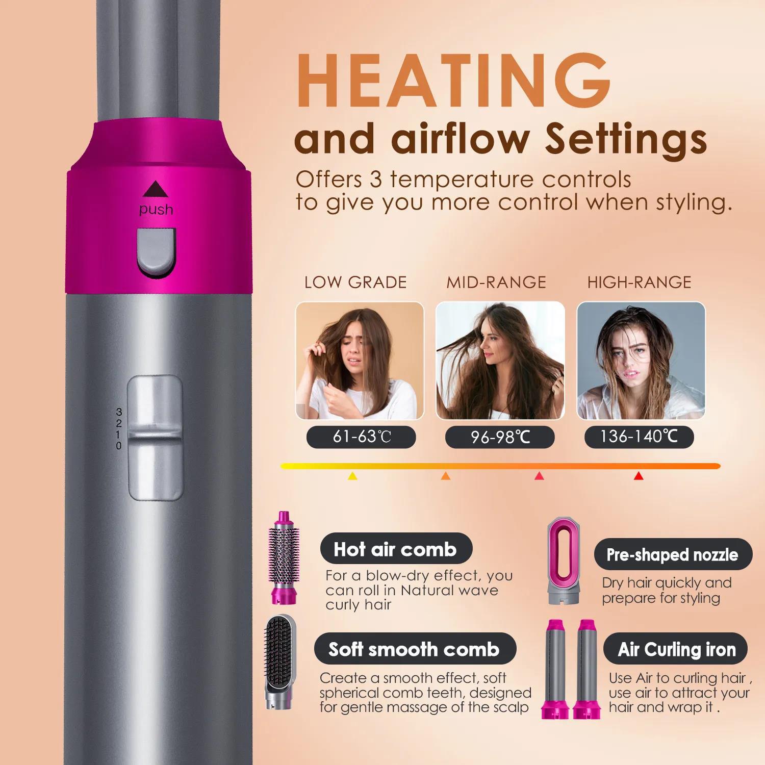 Hairdryer 5in1 Hair Styler Ceramic Curl Wave