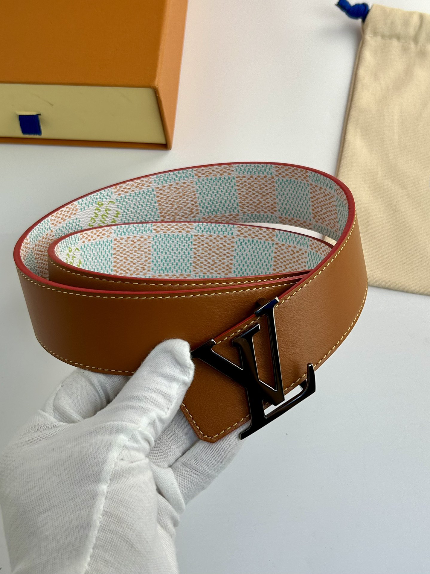 Louis Vuitton printed double-sided cowhide men's belt, 4CM wide