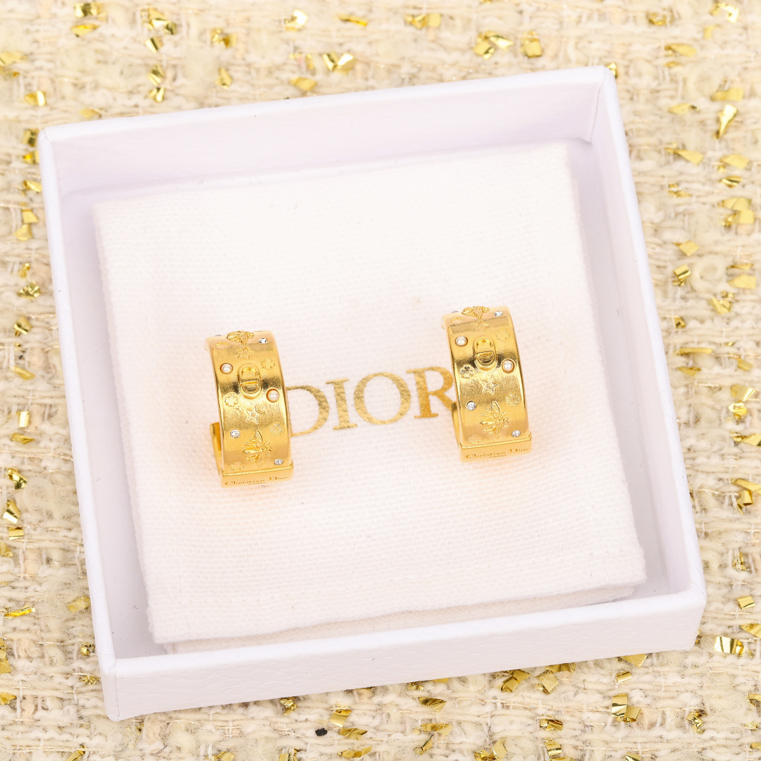 Dior Bee Pearl Hoop Earrings